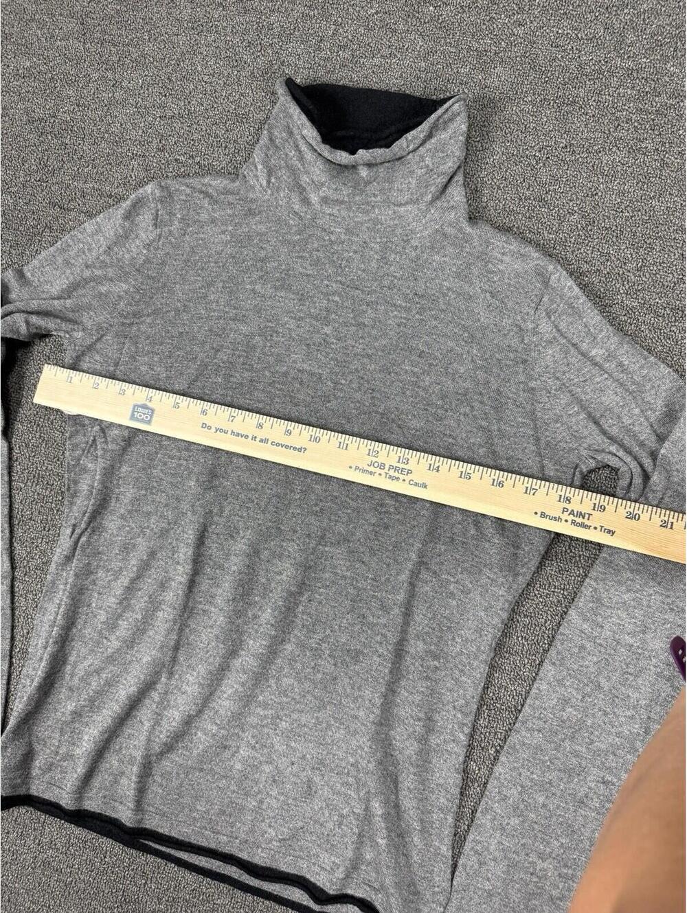 August Silk Women's L Gray & Black Turtleneck Sweater Silk Blend Quiet Luxury - Picture 6 of 9